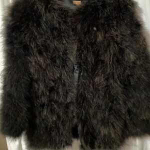 Luxurious Black Ostrich coat size M